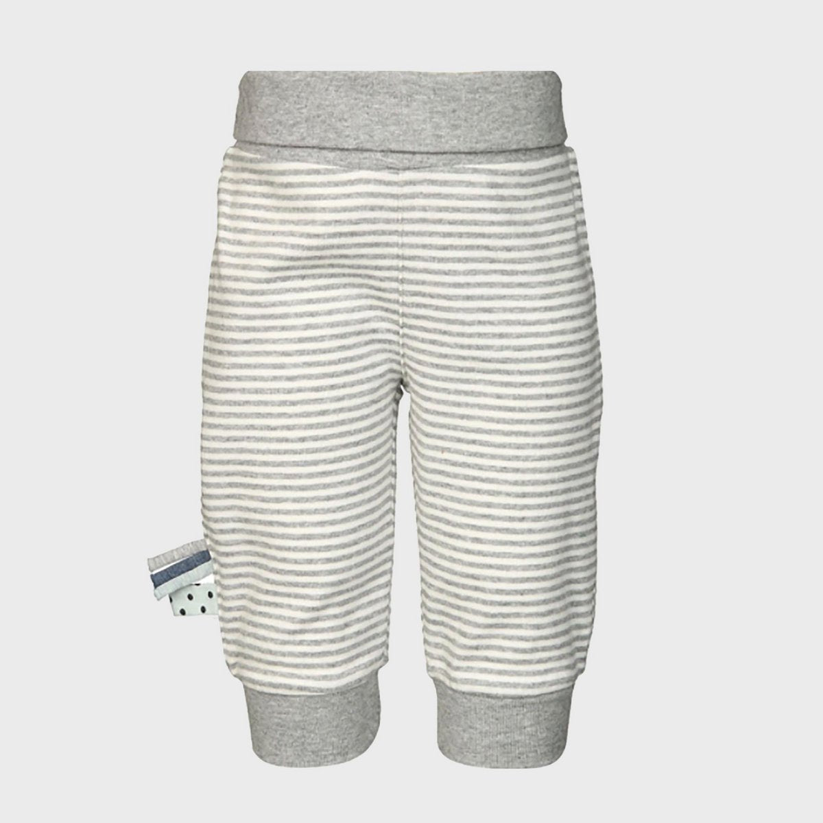 Slip-on babybroek – Gestreepte Grijze Melange | OrganicEra