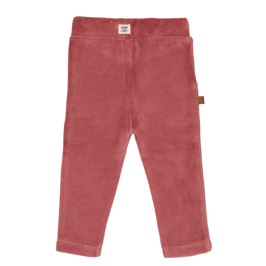 Velours jogger met bloemdetail – zacht & cozy