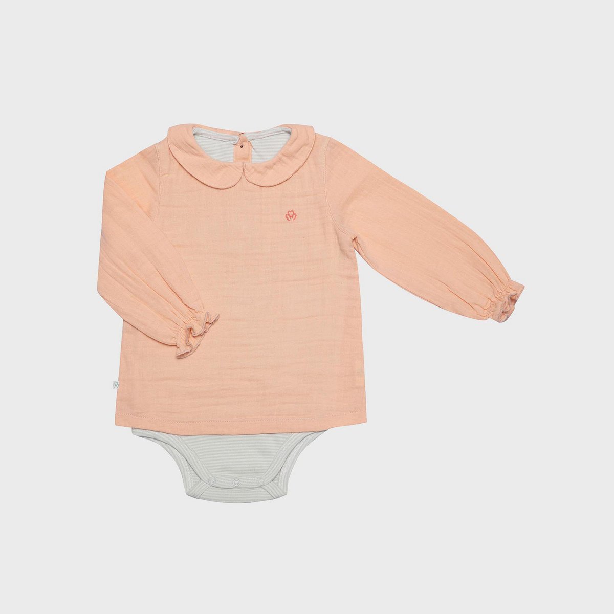 Bodysuit met lange mouwen – Zalmkleur (OrganicEra)