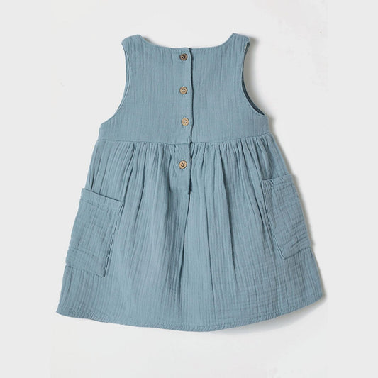 OrganicEra Mouwloze Jurk van Biologische Mousseline – Aqua
