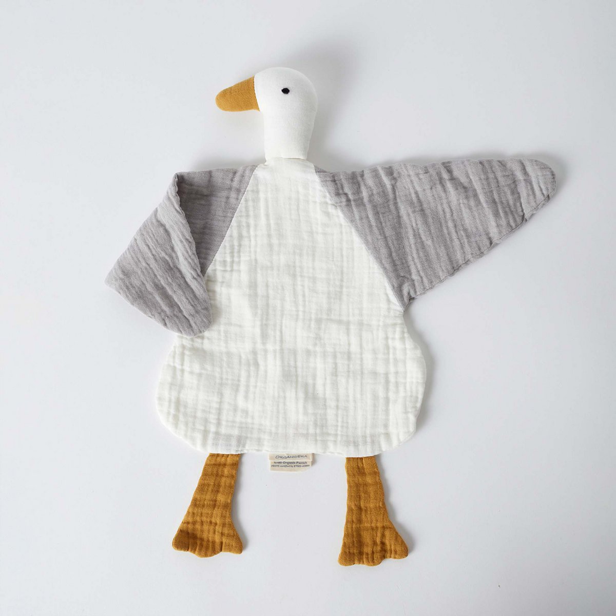 Knuffeleend van mousseline – biologisch katoen 36x36 cm