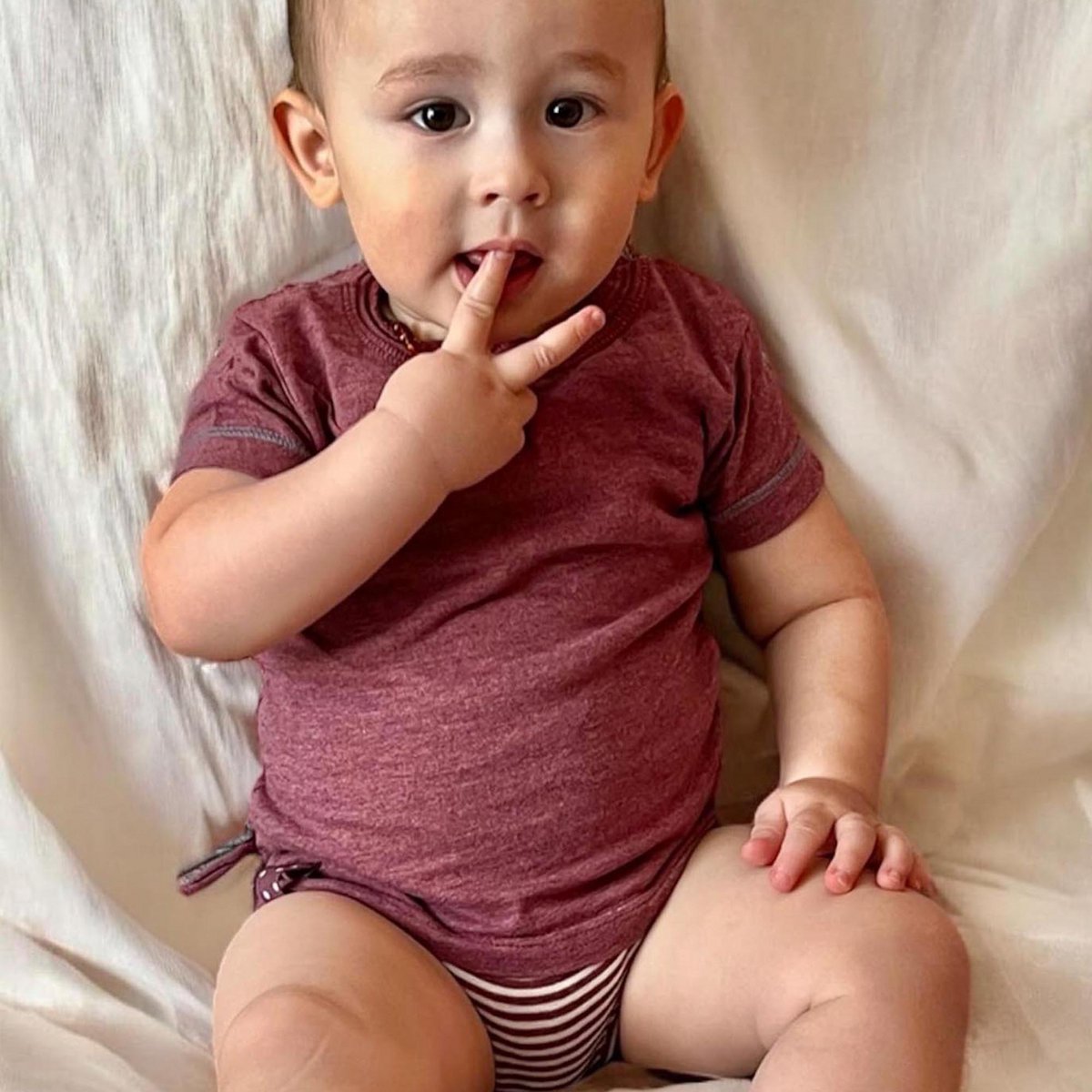 OrganicEra – Lichaamsshirt met korte mouwen in Bordeaux Melange