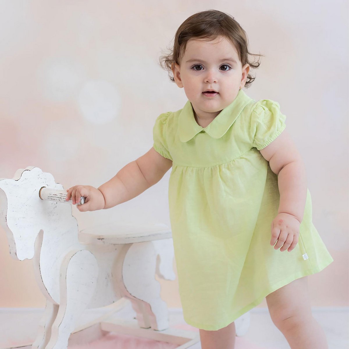 OrganicEra – Babyjurk met Peter Pan-kraag (Apple Green)