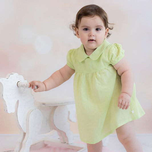 OrganicEra – Babyjurk met Peter Pan-kraag (Apple Green)