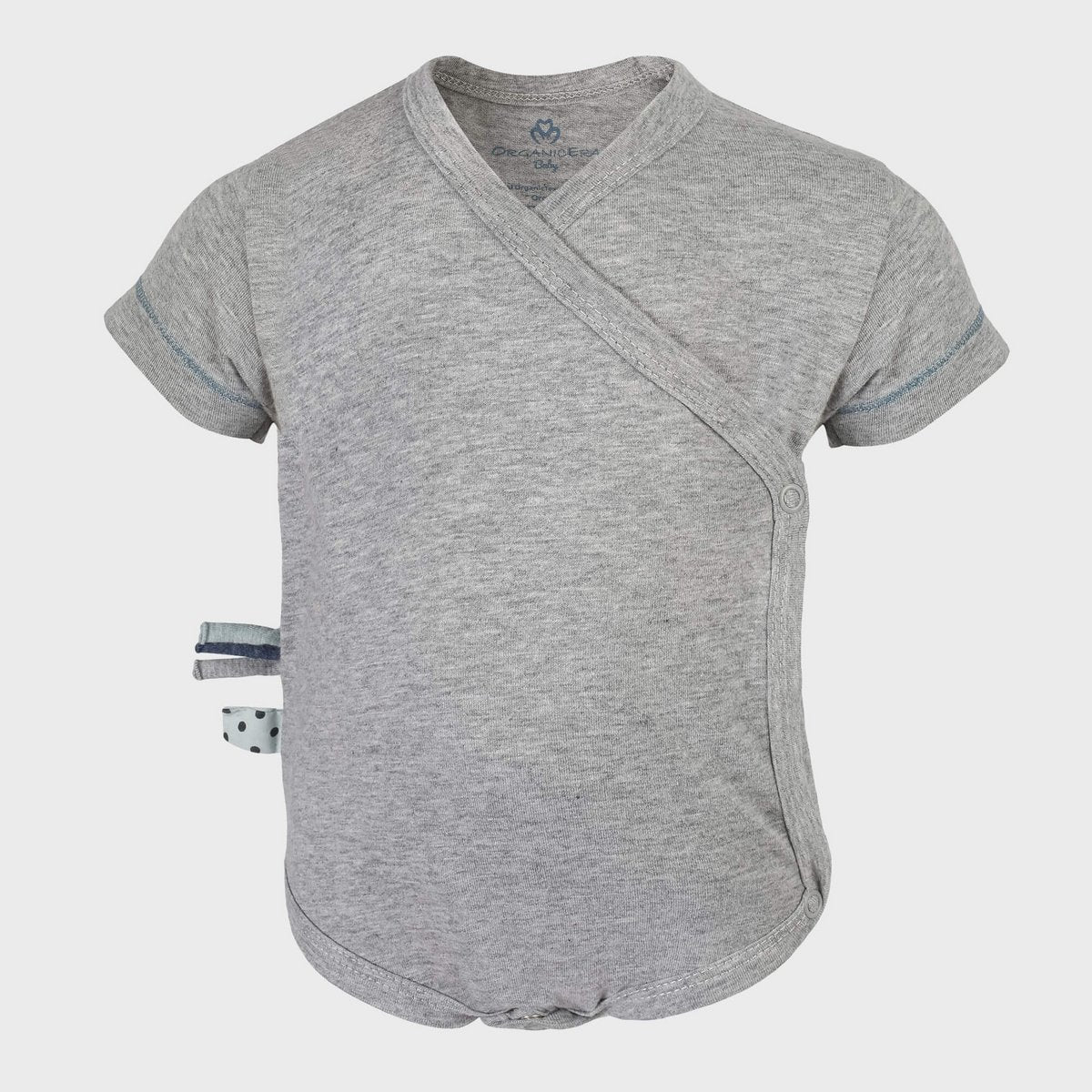 OrganicEra Wrap-Over Romper met Korte Mouwen – Grijze Melange