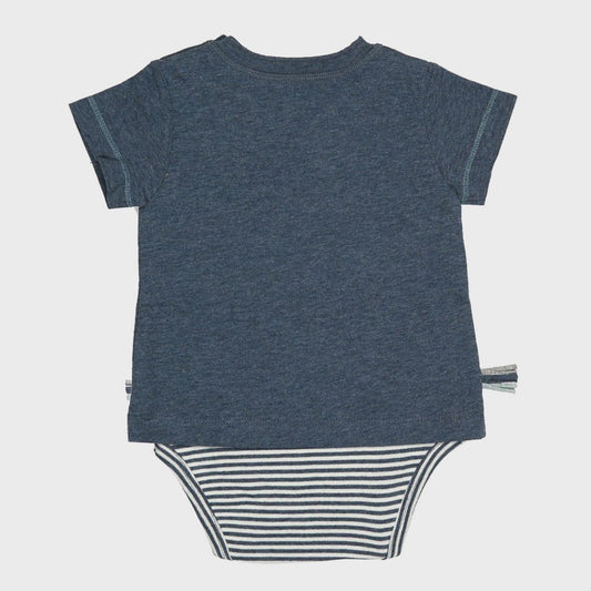 Lichaamsshirt met korte mouwen – Indigo Melange | OrganicEra