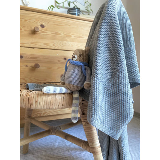 Gebreide Katoenen Deken – Grijs (100x100 cm)