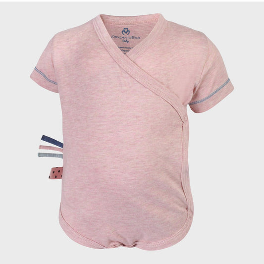 Wikkelbody met korte mouwen – Rose Melange (OrganicEra)