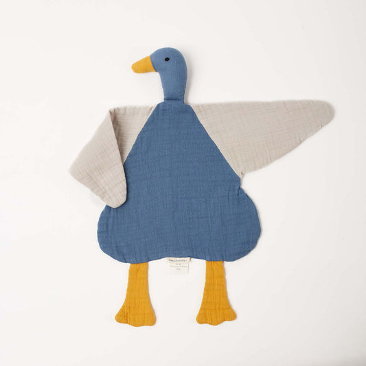 Knuffeleend van mousseline – Era Blue (OrganicEra)