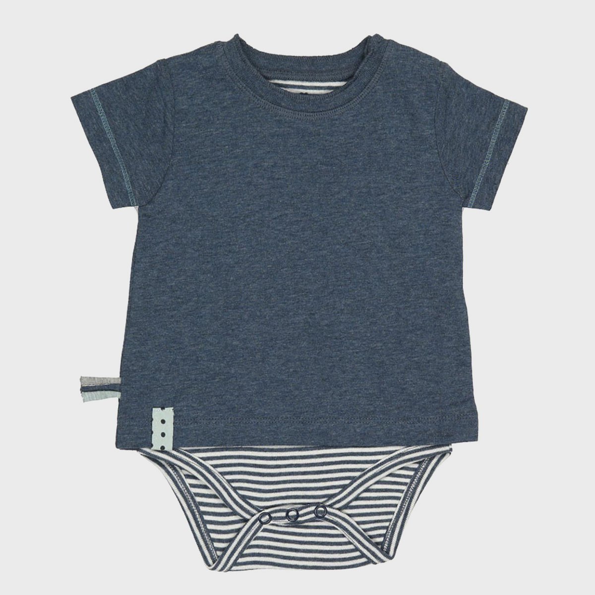 Lichaamsshirt met korte mouwen – Indigo Melange | OrganicEra