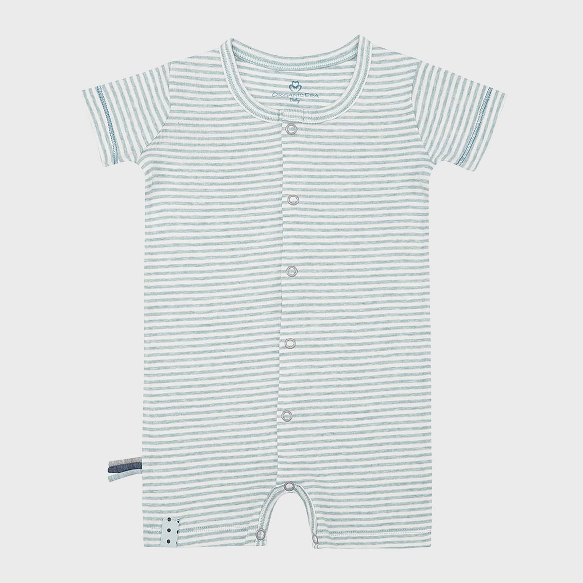 OrganicEra – Gestreepte Romper Aqua Melange