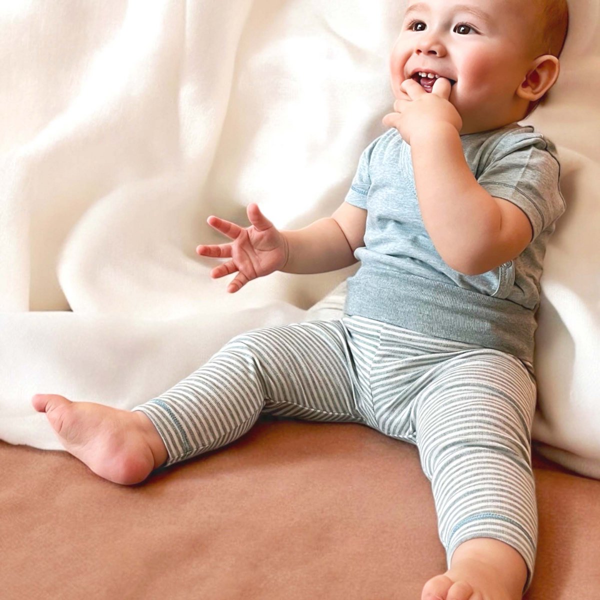 OrganicEra Legging – Gestreepte Aqua Melange