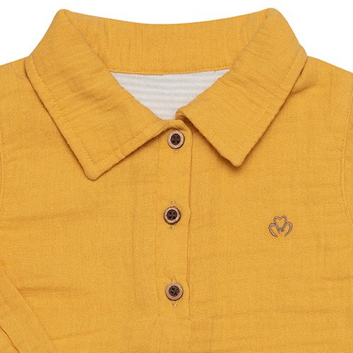 Shirt-bodysuit met lange mouwen – Mosterd (OrganicEra)