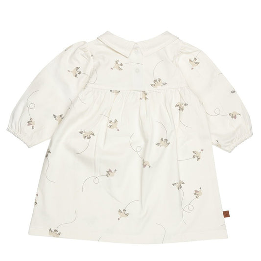 Jurk met vogelprint – dromerig & elegant