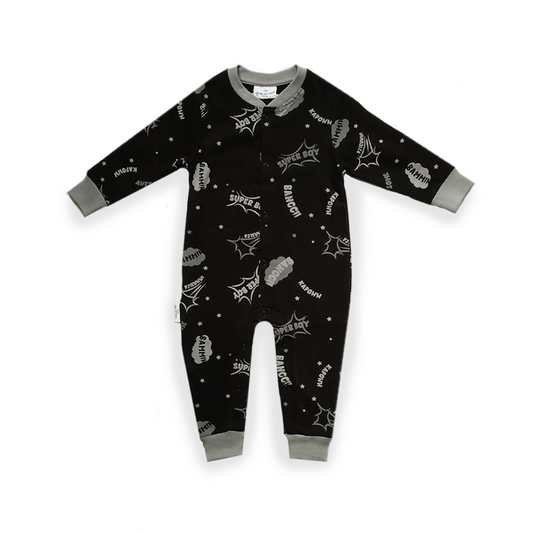 Super Boy pyjama baby | Zwart