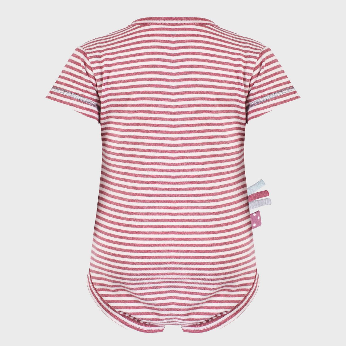Wrap-Over Body met Korte Mouwen – Gestreepte Bordeaux Melange (OrganicEra)