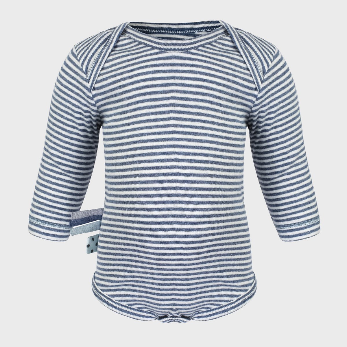 Body met lange mouwen – Gestreept Indigo Melange (OrganicEra)