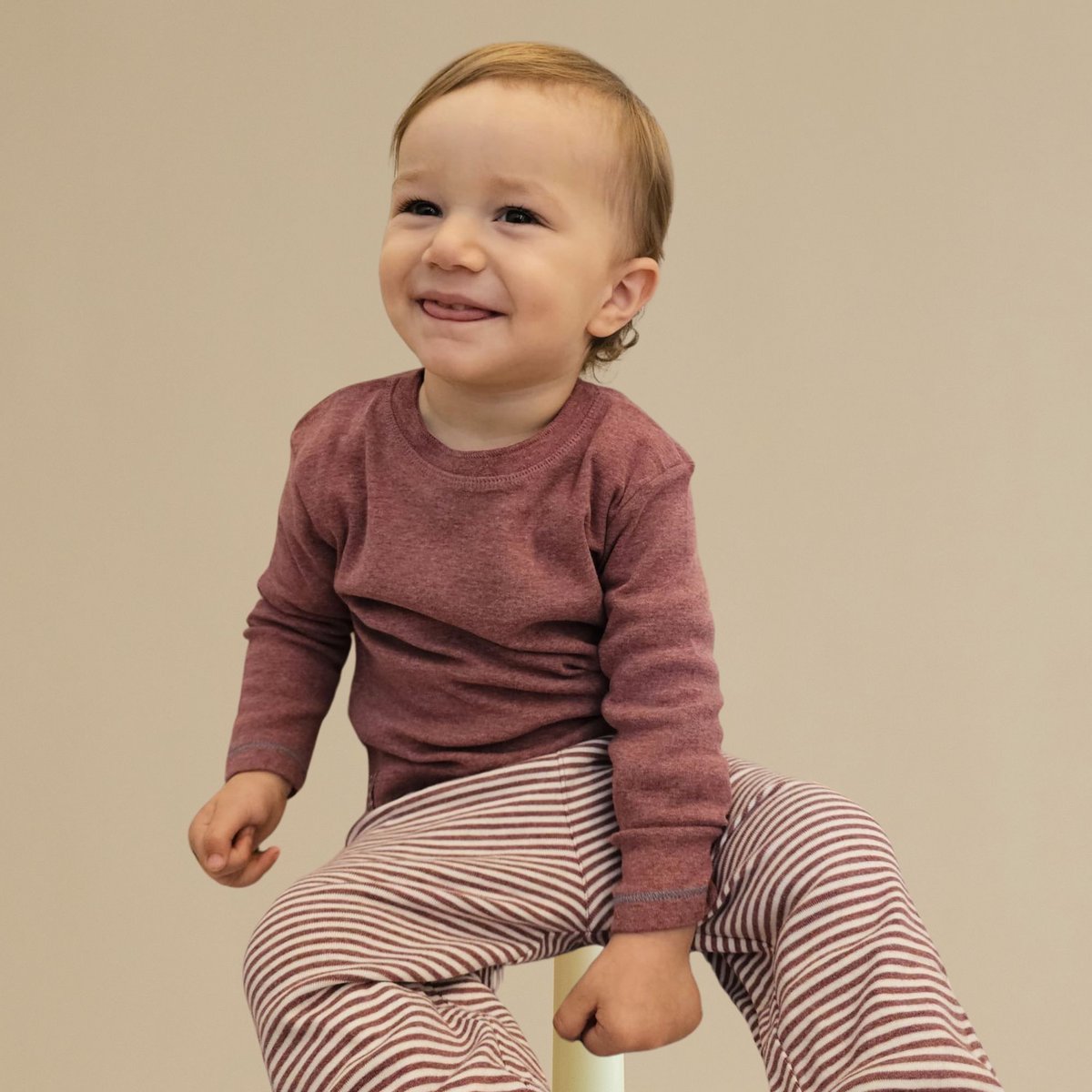 Zachte slip-on babybroek – Bordeaux Melange