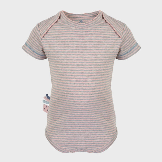 Body met korte mouwen – Gestreept Rose Melange (OrganicEra)