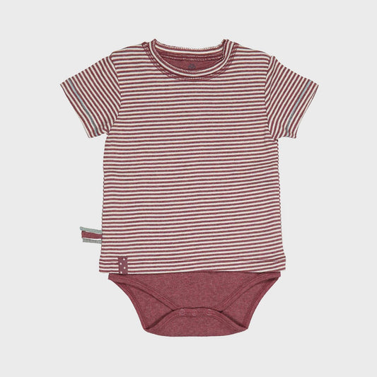 2-in-1 Lichaamsshirt met Korte Mouwen – Bordeaux Melange | OrganicEra