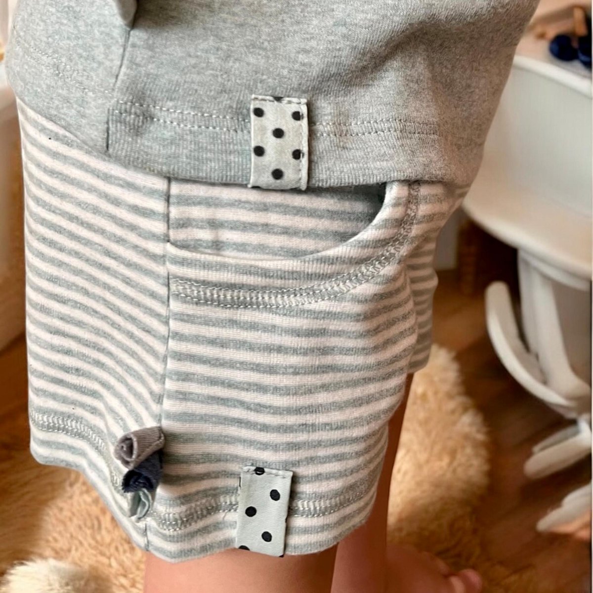 OrganicEra Pull-On Shorts – Aqua Melange (Gestreept)