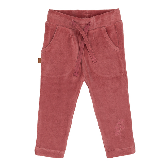 Velours jogger met bloemdetail – zacht & cozy