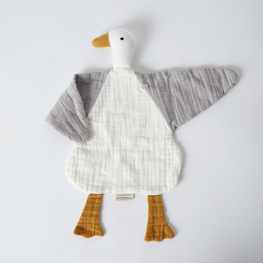 Knuffeleend van mousseline – biologisch katoen 36x36 cm