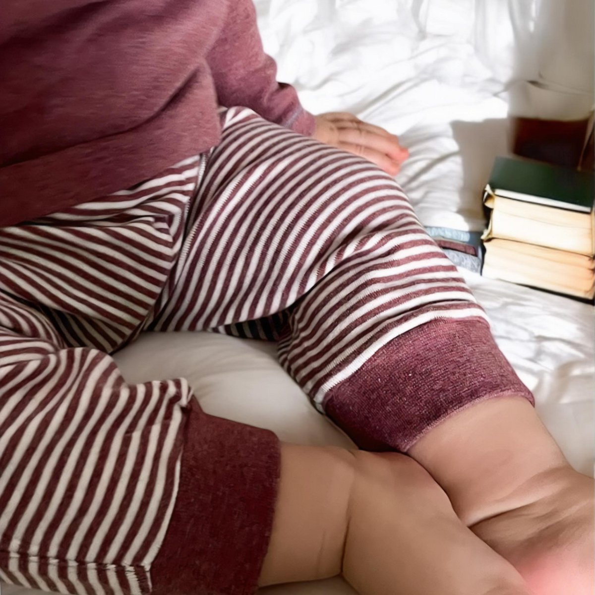 Zachte slip-on babybroek – Bordeaux Melange