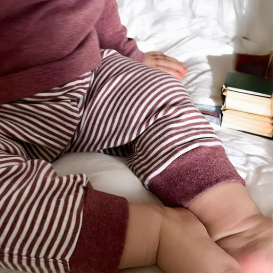 Zachte slip-on babybroek – Bordeaux Melange
