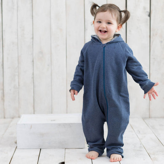 OrganicEra – Zachte Jumpsuit met Capuchon in Indigo Melange