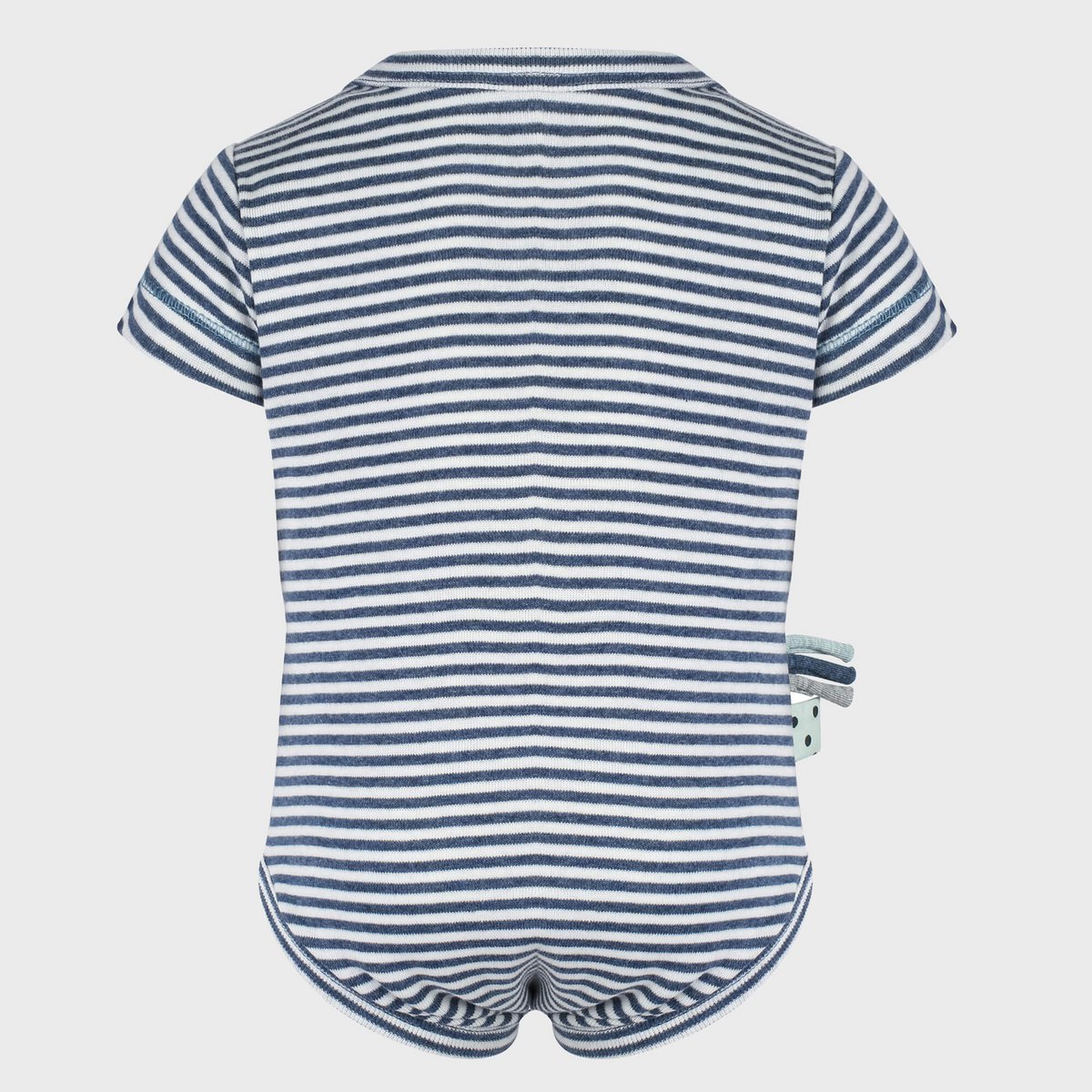 OrganicEra Korte Mouwen Romper – Gestreepte Indigo Melange