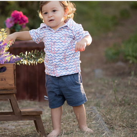 Pull-on short – Indigo Melange