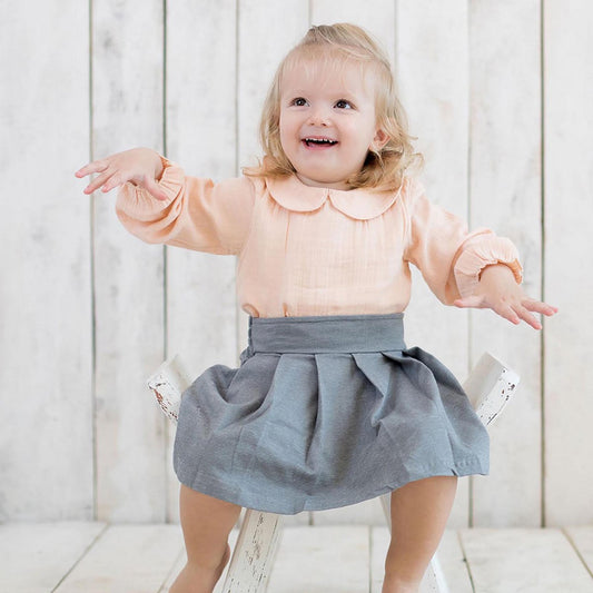 Bodysuit met lange mouwen – Zalmkleur (OrganicEra)