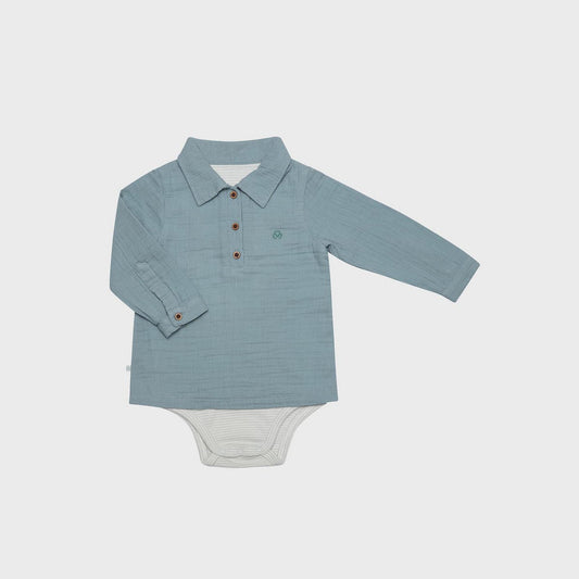 Tweedelige Mousseline Bodysuit – Aqua (OrganicEra)