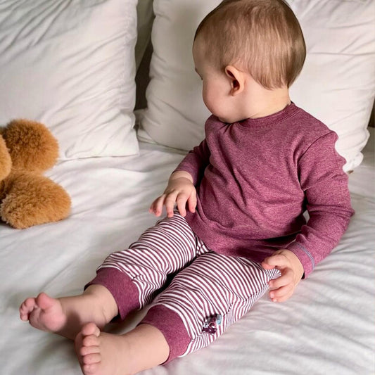 Zachte slip-on babybroek – Bordeaux Melange