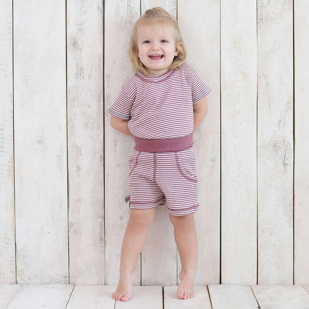 Gestreept T-shirt – Bordeaux Melange | OrganicEra