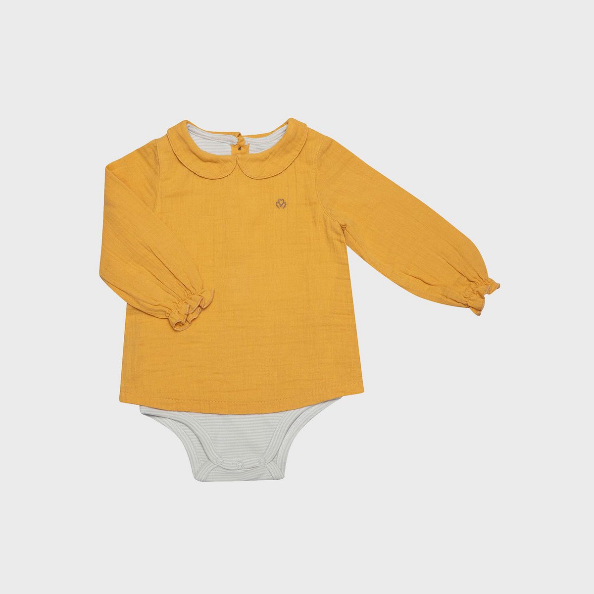 Babybody met Lange Mouwen – Mosterdkleur (OrganicEra)