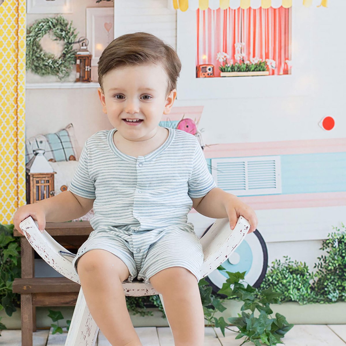 OrganicEra – Gestreepte Romper Aqua Melange