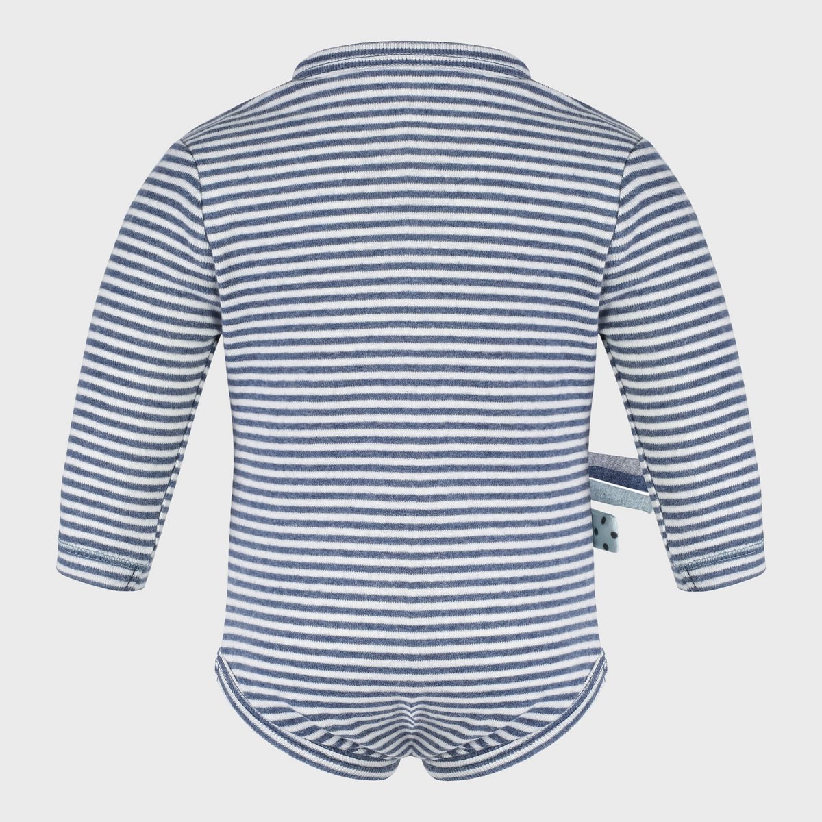 Body met lange mouwen – Gestreept Indigo Melange (OrganicEra)