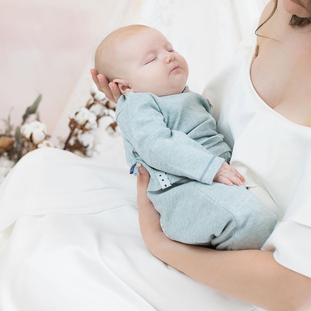 OrganicEra Shirt met Lange Mouwen – Aqua Melange (Ribkatoen)