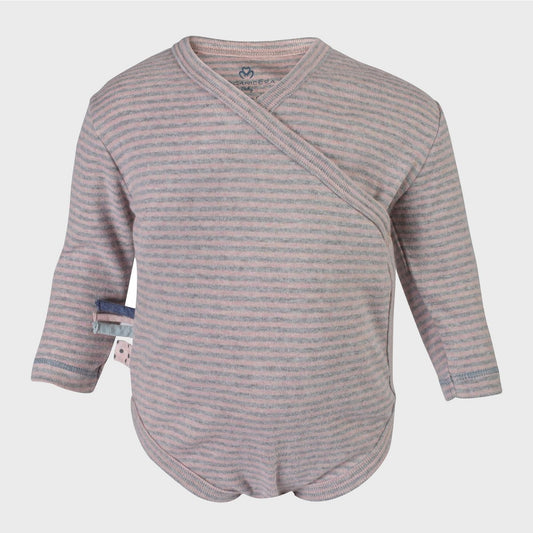 Wrap-romper met lange mouwen – Rose Melange (OrganicEra)