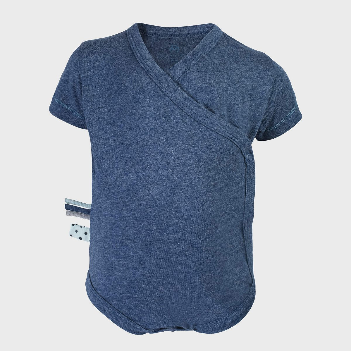 OrganicEra – Overslagromper met korte mouwen (Indigo Melange)