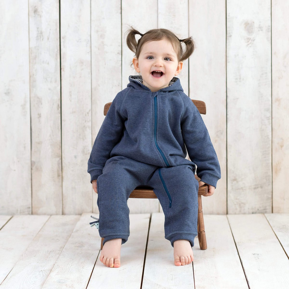 OrganicEra – Zachte Jumpsuit met Capuchon in Indigo Melange
