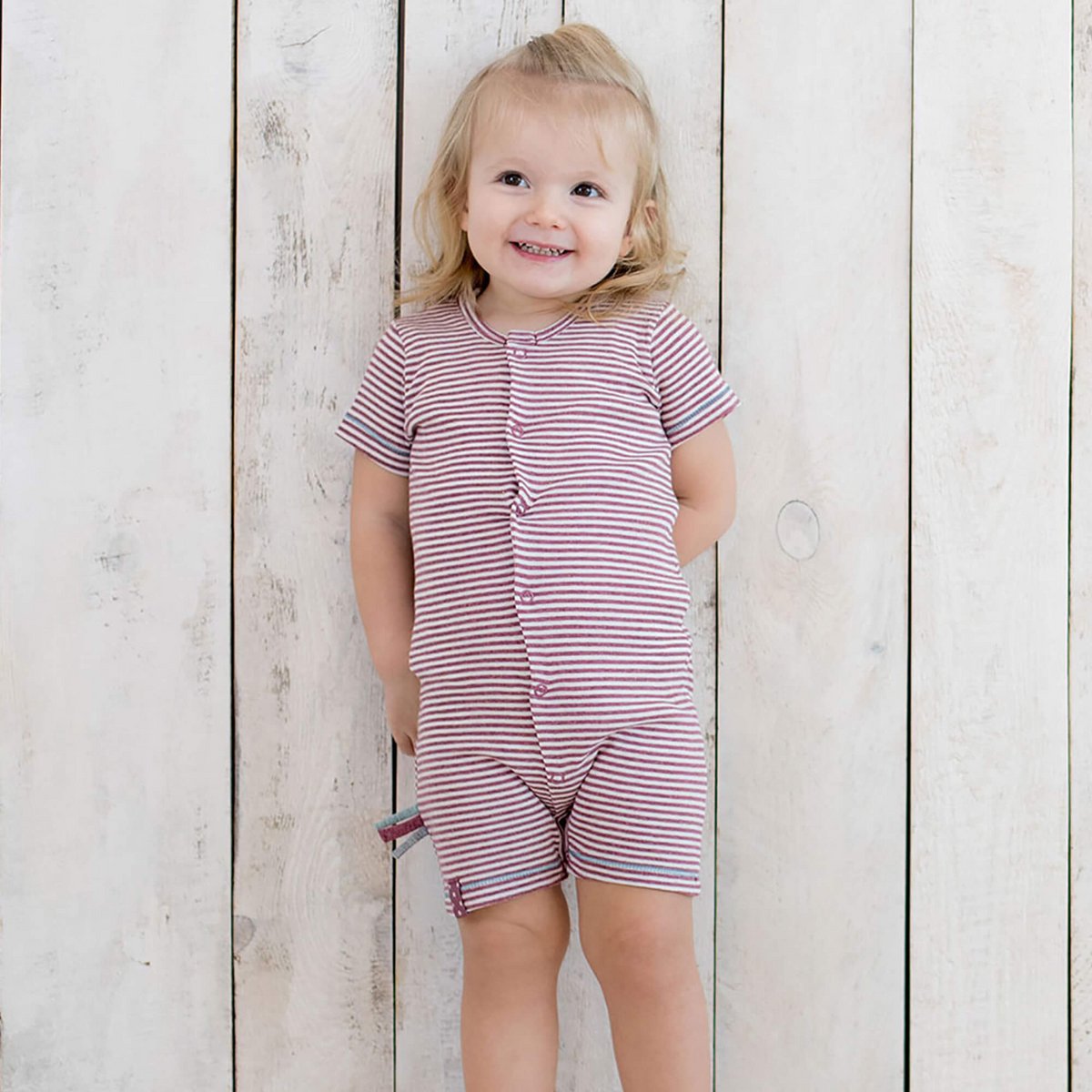 Romper – Gestreepte Bordeaux Melange (ribstof)